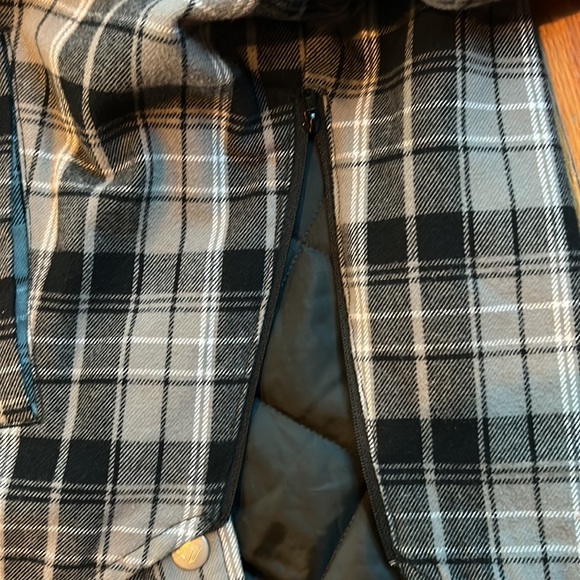 Converse Flannel Reversible Quilted Snap Button Jacket Grey / Blk Mens SM - Picture 7 of 8